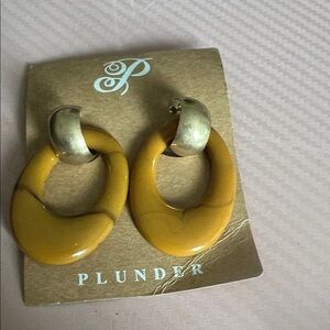 Plunder Yellow and Gold tone Hoop Earrings